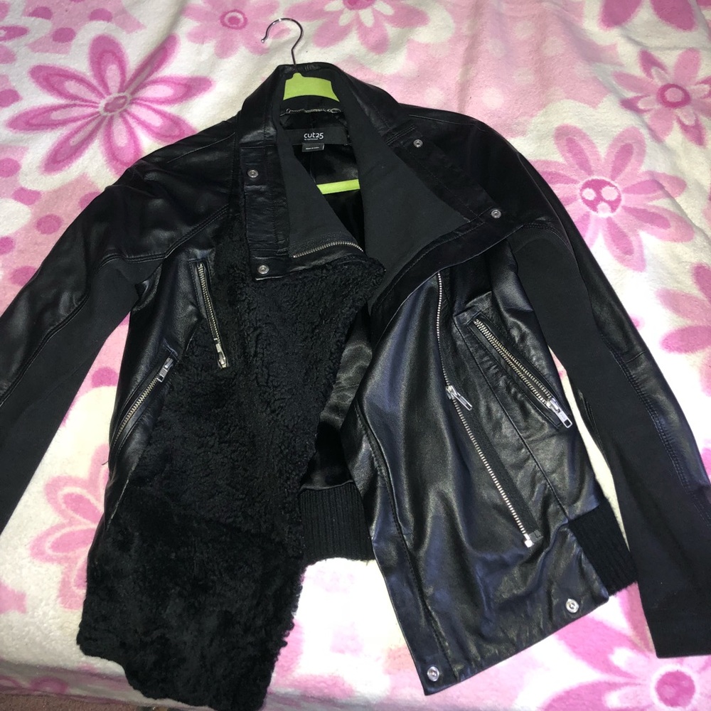 cut25 by yigal azrouël leather shearling jacket